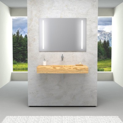Console salle de bain bois massif avec évier intégré