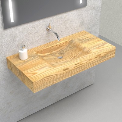 Solid wooden wash basin shelf with integrated sink