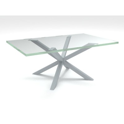 Hawaii glass coffee table - aluminium structure