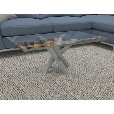 Tavolino basso Polinesia in vetro - telaio alluminio