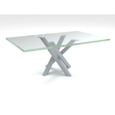 Table basse Polinesia en verre - structure aluminium
