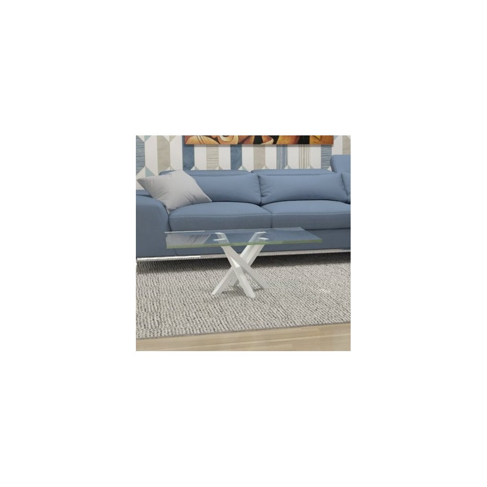 Polinesia glass coffee table - white structure