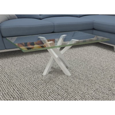 Polinesia glass coffee table - white structure