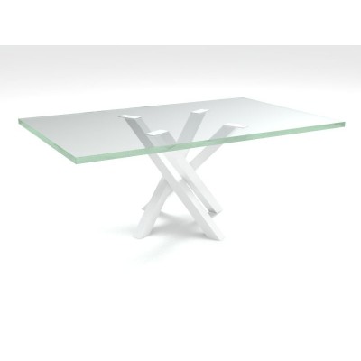 Table basse Polinesia en verre - structure blanc
