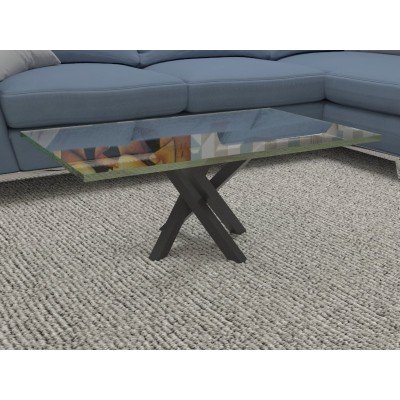 Polinesia glass coffee table - black structure