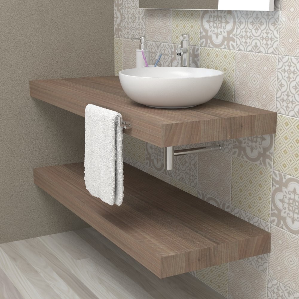 Mensola lavabo bagno - top mensolone legno Noce