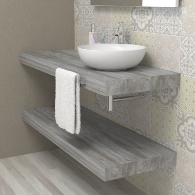 Mensola lavabo bagno - top mensolone legno Pino grigio Jackson