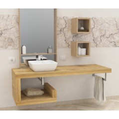 Mensola lavabo in legno massello di Castagno - Ugento 80/140 cm 