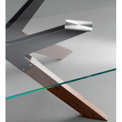 Eurosedia - Table Steel structure fixe en verre transparent