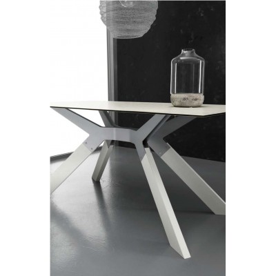 Eurosedia - Table Steel structure fixe en céramique ardoise verre