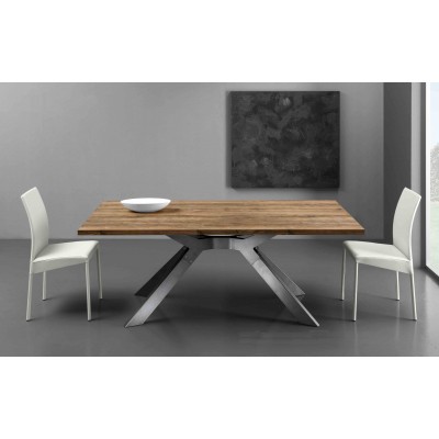 Eurosedia - Steel table extensible in slavonia durmast laminated