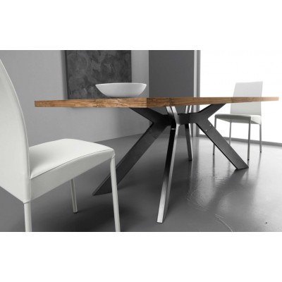 Eurosedia - Steel table extensible in slavonia durmast laminated