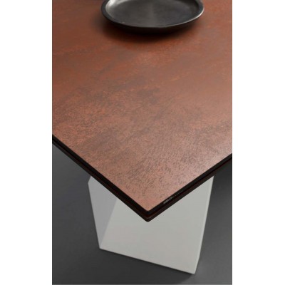 Eurosedia - Table Pechino extensible en céramique oxide corten verre