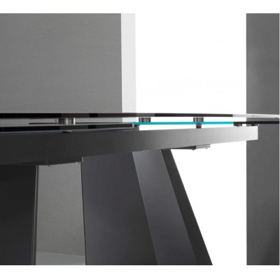 Eurosedia - Table Pechino extensible en céramique oxide béton verre