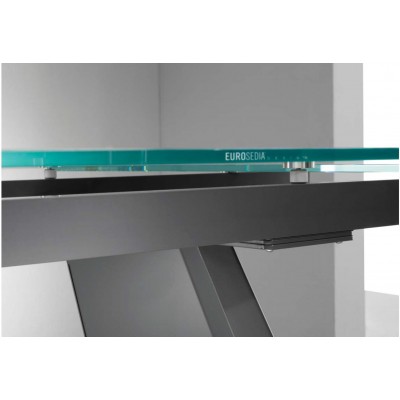 Eurosedia - Table Pechino extensible en verre transparent
