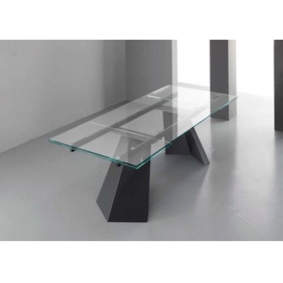 Eurosedia - Table Pechino extensible en verre transparent