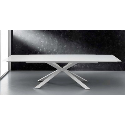 Eurosedia - Osaka table extensible in serigraphic white glass