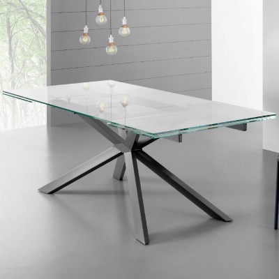 Eurosedia - Osaka table extensible in trasparent glass