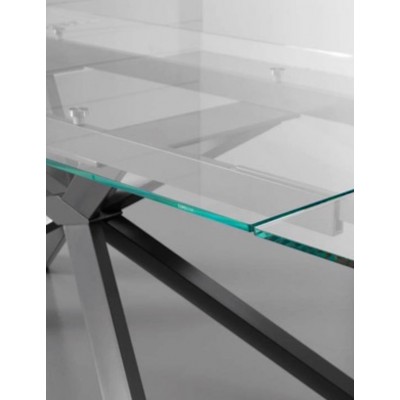 Eurosedia - Tavolo Osaka allungabile in vetro trasparente