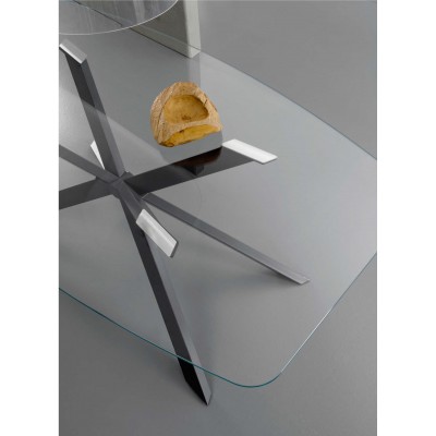 Eurosedia - Table Mikado 200x110 cm en verre bombé transparent