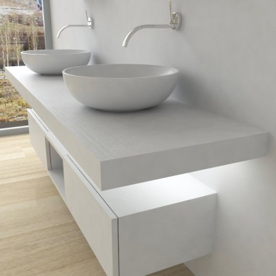 Wash basin shelf with LED