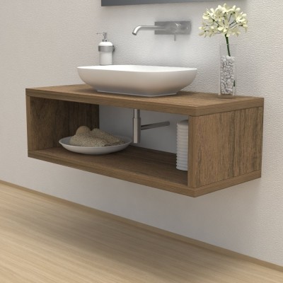 Wash basin shelf with storage compartment