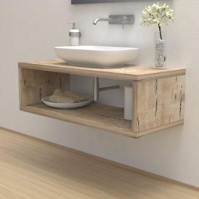 Wash basin shelf with storage compartment